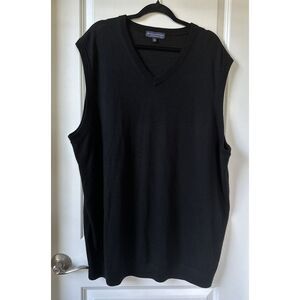 Hart Schaffner Marx Sweater Vest Mens 3XT Black Fine Merino Wool Grandpa Golf